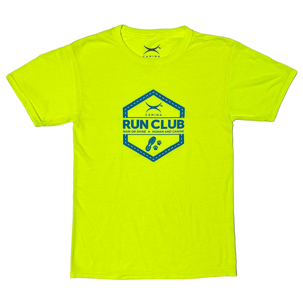 Canina Run Club men's polyester t-shirt in neon green