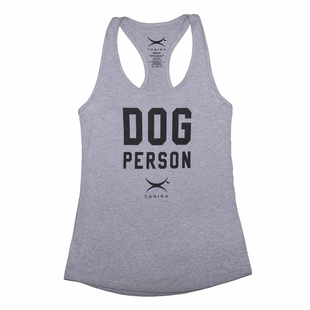 Canina "Dog Person" Statement women's tank top in gray