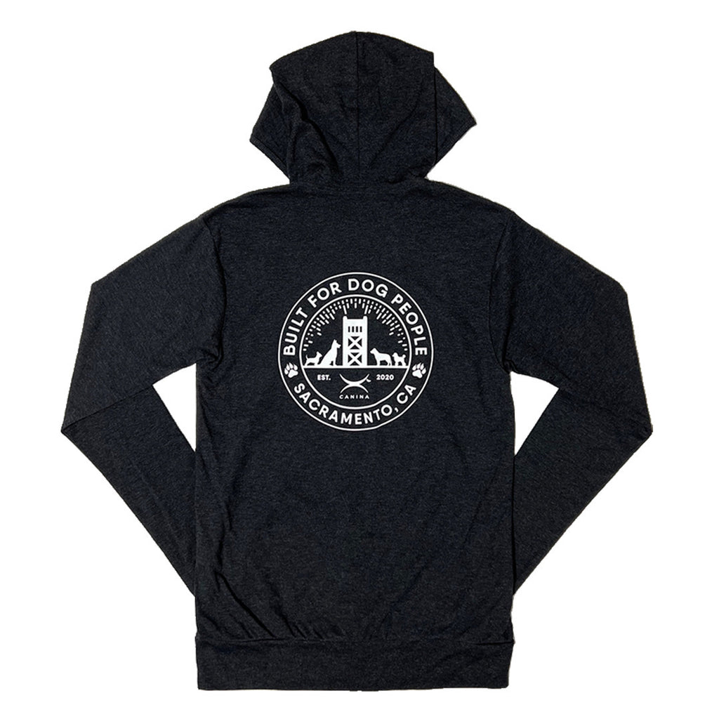 Canina Sactown lightweight zip-up hoodie sweatshirt in charcoal